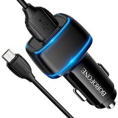 Автомобільний Зарядний Пристрій Borofone BZ14 2USB/2.4A + MicroUSB (Чорний)